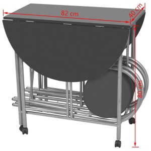 Set masă și scaune de bucătărie pliante MDF, negru, 5 piese - Img 6