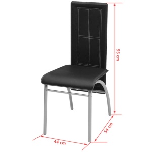 Set masă și scaune din lemn de pin cinci piese Negru - Img 6