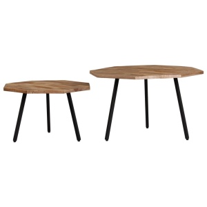 Set măsuțe de cafea, 2 piese, lemn de tec reciclat, hexagon - Img 9