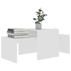 Set măsuțe de cafea, alb, 100x48x40 cm, PAL - Img 3