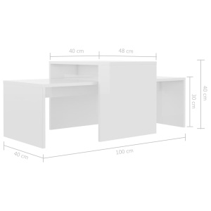 Set măsuțe de cafea, alb extralucios, 100x48x40 cm, PAL - Img 6