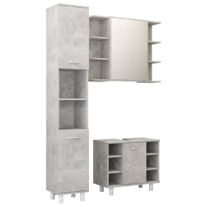 Set mobilier baie, 3 piece, gri beton, PAL - Img 2