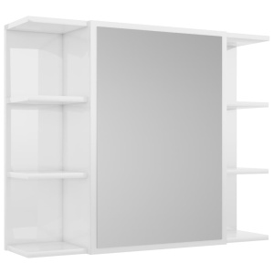 Set mobilier baie, 3 piese, alb extralucios, PAL - Img 11