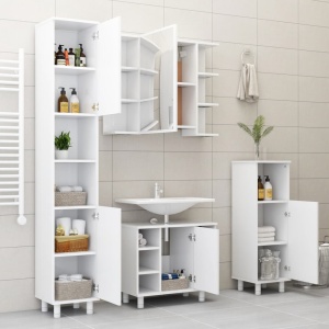 Set mobilier baie, 3 piese, alb, PAL - Img 4