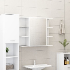 Set mobilier baie, 3 piese, alb, PAL - Img 8