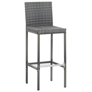 Set mobilier bar de exterior cu perne, 7 piese, gri, poliratan - Img 3