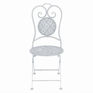 Set mobilier bistro, 3 piese, alb cenușiu, oțel - Img 8