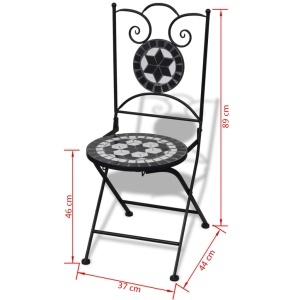 Set mobilier bistro, 3 piese, negru/alb, plăci ceramice - Img 11