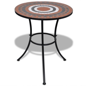 Set mobilier bistro, 3 piese, teracotă/alb, plăci ceramice - Img 2