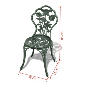 Set mobilier bistro, 3 piese, verde, aluminiu turnat - Img 10