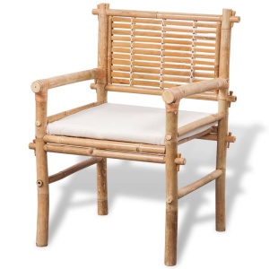 Set mobilier bistro cu perne, 3 piese, bambus - Img 5