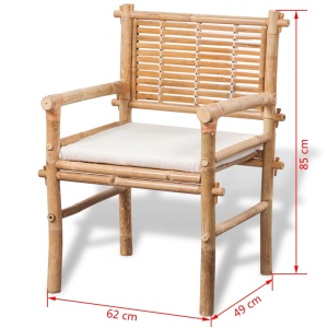 Set mobilier bistro cu perne, 3 piese, bambus - Img 7