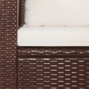 Set mobilier bistro cu perne, 3 piese, maro, poliratan - Img 2