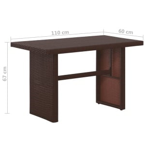 Set mobilier bistro cu perne, 3 piese, maro, poliratan - Img 5