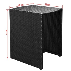 Set mobilier bistro cu perne, 3 piese, negru, poliratan - Img 7