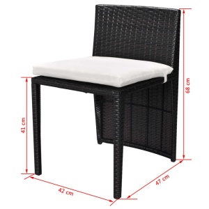 Set mobilier bistro cu perne, 3 piese, negru, poliratan - Img 10