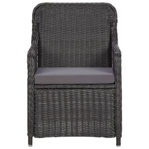 Set mobilier bistro de grădină cu perne 3 piese negru poliratan - Img 4