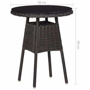 Set mobilier bistro de grădină cu perne 3 piese negru poliratan - Img 10