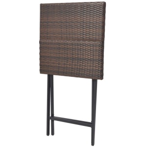 Set mobilier bistro pliabil, 3 piese, maro, oțel și poliratan - Img 8
