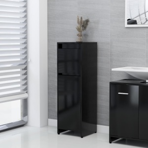 Set mobilier de baie, 3 piese, negru, PAL - Img 5