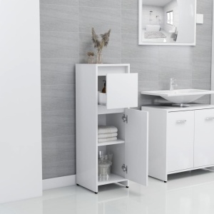Set mobilier de baie, 4 piese, alb, PAL - Img 6