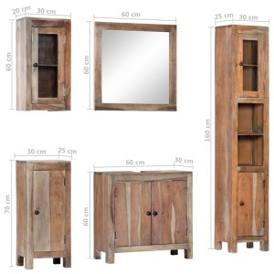 Set mobilier de baie, 5 piese, lemn masiv de acacia - Img 6