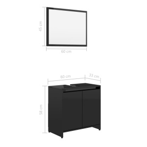 Set mobilier de baie, negru extralucios, PAL - Img 10