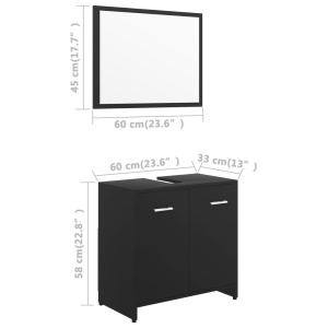 Set mobilier de baie, negru, PAL - Img 7