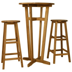 Set mobilier de bar, 3 piese, lemn masiv de salcâm
