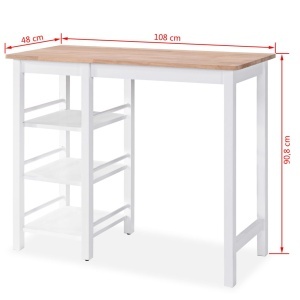 Set mobilier de bar, 3 piese, MDF, alb - Img 7