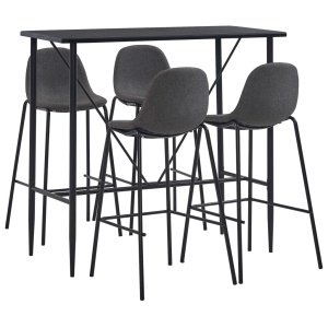 Set mobilier de bar, 5 piese, gri inchis, material textil