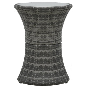 Set mobilier de bistro cu perne, 3 piese, gri, poliratan - Img 4