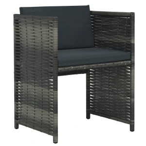 Set mobilier de bistro cu perne, 3 piese, gri, poliratan - Img 6
