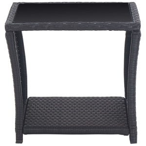 Set mobilier de bistro cu perne, 3 piese, negru, poliratan - Img 4