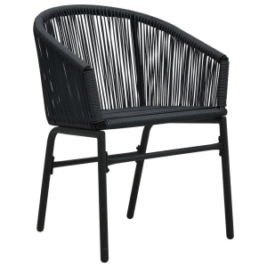 Set mobilier de bistro cu perne, 3 piese, negru, ratan PVC - Img 7