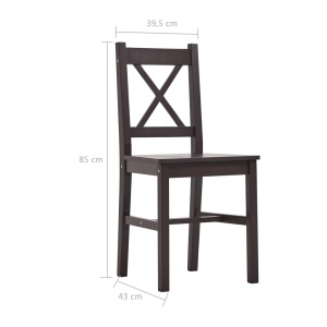 Set mobilier de bucătărie, 7 piese, maro inchis, lemn de pin - Img 11