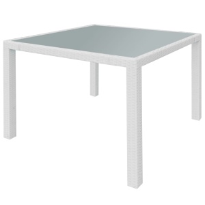 Set mobilier de exterior, 5 piese, alb crem, poliratan - Img 3