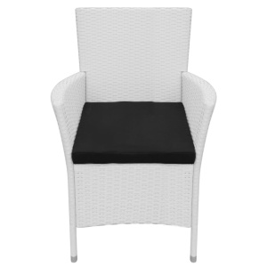 Set mobilier de exterior, 5 piese, alb crem, poliratan - Img 6