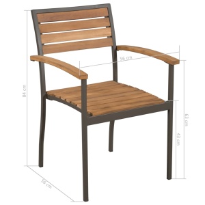 Set mobilier de exterior, 5 piese, lemn masiv de acacia și oțel - Img 6