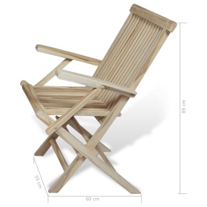 Set mobilier de exterior, 5 piese, lemn masiv de tec - Img 11