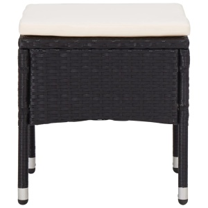 Set mobilier de exterior 5 piese, negru, poliratan, lemn acacia - Img 4