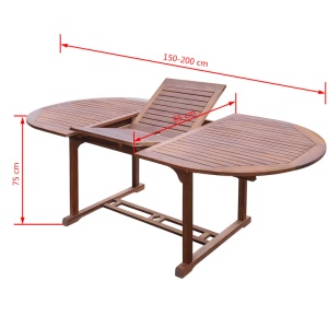 Set mobilier de exterior, 7 piese, lemn masiv de acacia - Img 10