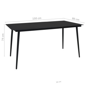 Set mobilier de exterior, 7 piese, negru, frânghie și oțel - Img 9