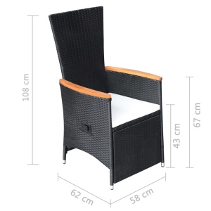 Set mobilier de exterior 9 piese negru poliratan lemn de acacia - Img 10