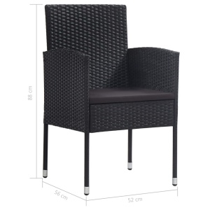 Set mobilier de exterior, 9 piese, negru, poliratan - Img 11