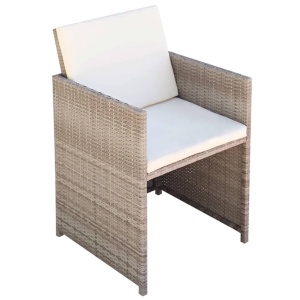 Set mobilier de exterior cu perne, 11 piese, bej, poliratan - Img 5
