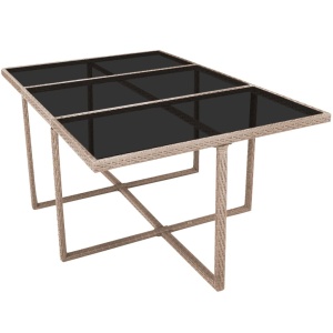 Set mobilier de exterior cu perne, 11 piese, bej, poliratan - Img 8