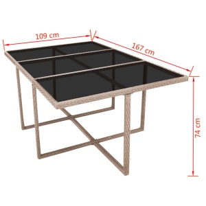 Set mobilier de exterior cu perne, 11 piese, bej, poliratan - Img 11