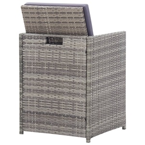 Set mobilier de exterior cu perne, 11 piese, gri, poliratan - Img 10