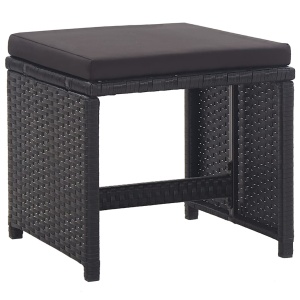 Set mobilier de exterior cu perne, 15 piese, negru, poliratan - Img 6